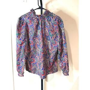 Laura Mae 14 Women's Long Sleeve Paisley Print Blouse